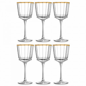 Набор из 6-ти бокалов для вина Gold, 350 мл, хрустальное стекло, позолота, серия Macassar, CRISTAL D ARQUES, Франция, Фужеры для вина