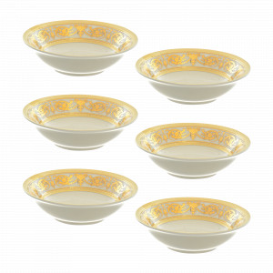 Набор из 6-ти порционных салатников Cream Gold, 14 см, фарфор, белый, золотой, серия Constanza Imperial, FALKENPORZELLAN, Германия, Наборы фарфоровых салатников