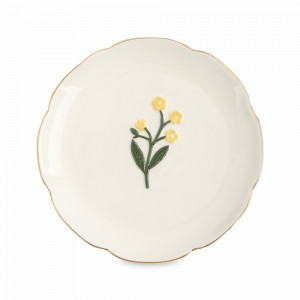 Тарелка десертная Желтые цветы, 17 см, керамика, молочный с золотистым кантом, серия Meadow, ANNA LAFARG, Китай, Meadow ANNA LAFARG