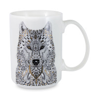 Кружка Волк, 500 мл, фарфор, белый, декор, серия Wild, ANNA LAFARG, Китай