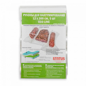 Рулон для вакуумной упаковки, 5 штук, размер: 12 х 300 см, материал: полиэтилен, STATUS, Словения, STATUS (Словения)