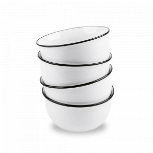 Набор из 4-х салатников «Black Line», 13 см, 550 мл, костяной фарфор, белый, черный, WAECHTERSBACH, Германия, Наборы тарелок для кухни