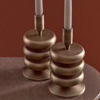 Подсвечник на одну свечу, 20 см, металл, золотистый, серия Stone, BERGENSON BJORN, Великобритания_00818840044658238603.jpg