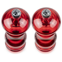 Набор мельниц для соли и перца, 18 см, прозрачный красный акрил, серия Podium, PEUGEOT, Франция_00821670063048239863.jpg