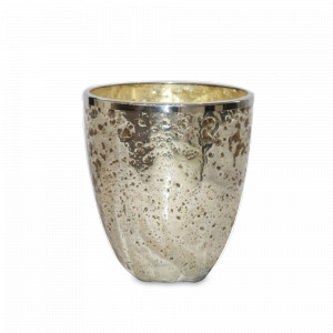 Подсвечник для интерьерной свечи SOLID SILVER STONE, 15 см, стекло, серебристый, ROOMERS FURNITURE, Нидерланды, Стеклянные подсвечники