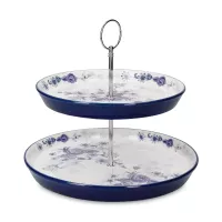 Этажерка двухъярусная, 22 и 26 см, фарфор, белый, синий, серия London Pottery, KITCHEN CRAFT, Великобритания, 