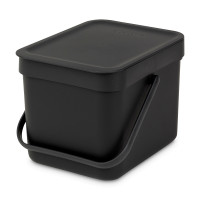 Контейнер (ведро) для мусора из пластика, 6 л, пластик, черный, серия SORT GO, BRABANTIA, Бельгия