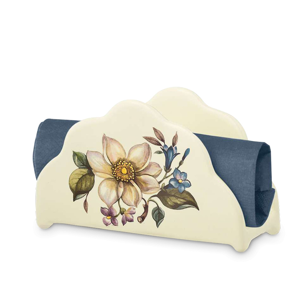 Подставка для салфеток, 16 см, керамика, белый, декор, серия Petali Di Primavera, NUOVA CER, Италия