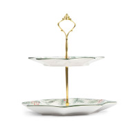 Этажерка 2-х ярусная «Еловые ветки», 25 х 20/24 см, керамика/металл, белый, зеленый, серия Festival, ANNA LAFARG, Китай_00821150048636216328.jpg