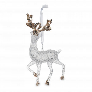Украшение елочное - подвес Олень, 14 см, акрил, прозрачный, золотистый, серия Event, ANNA LAFARG, Китай, Новогодний Декор ANNA LAFARG