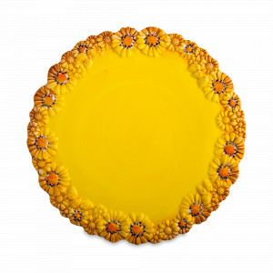 Блюдо сервировочное, 36 см, керамика, желтый, декор, серия Маргаритка, EDELWEISS, Италия, Скидки -30% на керамику EDELWEISS