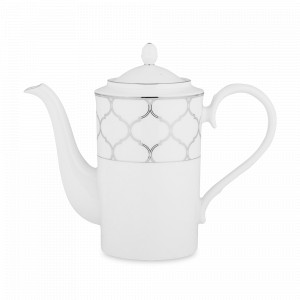 Кофейник платиновый кант, 1,45 л, костяной фарфор, белый, серебристый, серия Царский дворец, NORITAKE, Япония, Царский дворец NORITAKE