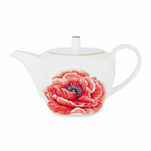 Чайник Мак Flowers, 1.2 л, костяной фарфор, белый, декор, серия Emily, ANNA LAFARG, Китай, Большие фарфоровые чайники