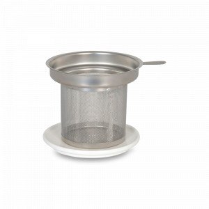 Ситечко для заваривания с крышкой, 88 мм, фарфор, нержавеющая сталь, белый, KOENITZ, Германия, Ситечки для чая