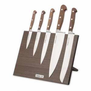 Набор кухонных ножей, 5 штук, на магнитной подставке ComposeEat, серия Classic Walnut, BERGER CUTLERY, Германия, Набор ножей упаковка