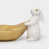 Блюдо декоративное Кролики с листом, 22 х 10 см, полирезин, белый, золотистый, серия Bunny, ANNA LAFARG, Китай_00822230086316891478.jpg