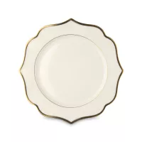 Тарелка обеденная Avorio, 28 см, костяной фарфор, позолота, цвет: слоновая кость, серия Ionica, LE COQ, Италия, 