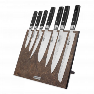 Набор кухонных ножей, 7 штук, на магнитной подставке ComposeEat (Vintage Brown), серия Zen, YAXELL, Япония, YAXELL (Япония)
