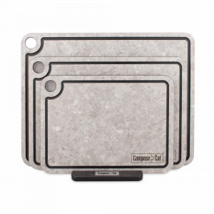 Набор из 3-х разделочных досок на подставке, в подарочной коробке, композитный материал, серый мрамор, серия Elegance, ComposeEat, Россия, COMPOSE EAT (Россия)