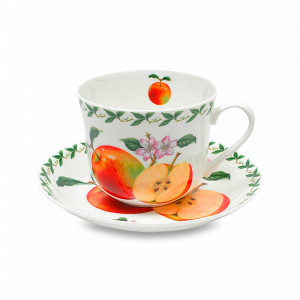 Чашка чайная с блюдцем «Яблоко», 480 мл, фарфор, белый, серия Фруктовый сад, MAXWELL WILLIAMS, Австралия, Посуда из фарфора Maxwell & Williams