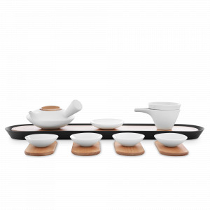 Сервиз чайный 12 предметов Ceremony, на 4 персоны, фарфор, нержавеющая сталь, дерево, белый, серия Pure, VIVA Scandinavia, Дания, Сервизы чайные