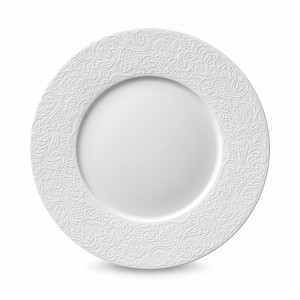 Тарелка подстановочная, 32 см, фарфор, белый, рельеф, серия L' Couture, GUY DEGRENNE, Франция, Тарелки подстановочные