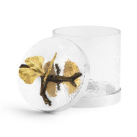 Банка для сыпучих продуктов с крышкой «Бабочки гинкго», 15 х 14 см, стекло, нержавеющая сталь, серия Butterfly Ginkgo, MICHAEL ARAM, США_00804880058678784865.jpg
