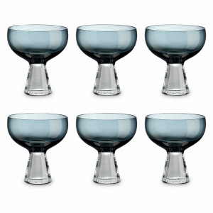 Набор из 6-ти креманок, 350 мл, стекло, синий градиент, серия Fun Classy, Pozzi Milano 1876, Италия, Наборы креманок