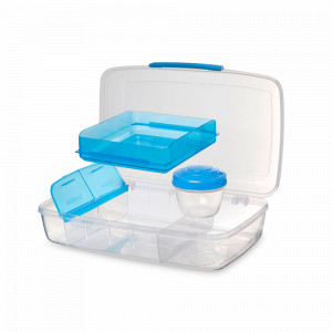Ланч-бокс многосекционный с баночкой Bento, 1,76 л, пластик, серия To Go, SISTEMA, Новая Зеландия, Ланч-боксы