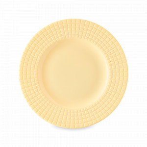 Тарелка закусочная, 20.5 см, фарфор, желтый, рельеф, серия Луч, DECOR DE TABLE, Россия, Тарелки десертные