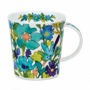 Кружка «Цветочный душ, голубые цветы», 480 мл, костяной фарфор, декор, серия Cairngorm, DUNOON, Великобритания, Большие кружки