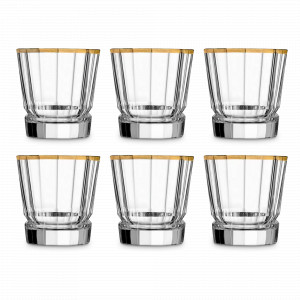 Набор из 6-ти стаканов для виски Gold, 320 мл, хрустальное стекло, серия Macassar, CRISTAL D ARQUES, Франция, Бокалы для виски