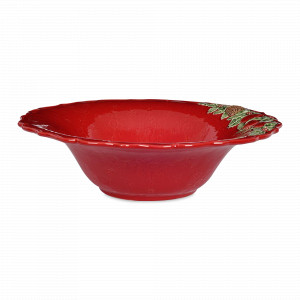 Салатник , 34 см, керамика, красный, декор, серия Рождественская гирлянда, Bordallo Pinheiro, Португалия, BORDALLO PINHEIRO (Португалия)
