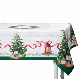 Скатерть прямоугольная, 145 х 180 см, хлопок, белый, рисунок, серия Елочка, MIX&amp;MATCH HOME, Китай, Скидки до -25% на фарфор MIX&MATCH