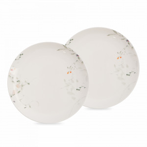 Набор из 2-х тарелок закусочных Цветы и листья, 21 см, фарфор, белый, декор, серия Primrose, ANNA LAFARG, Китай, НОВИНКИ