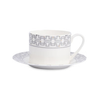 Пара чайная Орнамент, 290 мл, фарфор, белый, декор, серия Greco, ANNA LAFARG, Китай