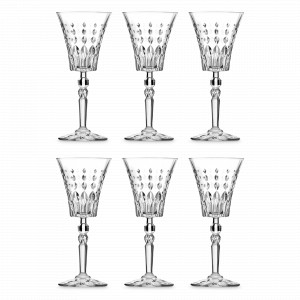 Набор из 6-ти бокалов для вина, 210 мл, хрустальное стекло, серия Marilyn, RCR, Италия, Фужеры для вина