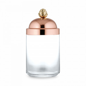 Банка для хранения сыпучих продуктов из стекла, диаметр 10 см, объем 1,0 л, стеклянная с медной крышкой, с бронзовой декорированной ручкой, серия 8000 Stampi &amp; Barattoli, RUFFONI, Италия, RUFFONI (Италия)