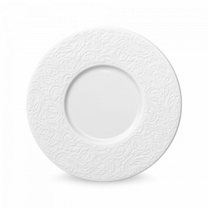 Блюдце для чайной чашки, 15.8 см, фарфор, белый, рельеф, серия L' Couture, GUY DEGRENNE, Франция, GUY DEGRENNE (Франция)