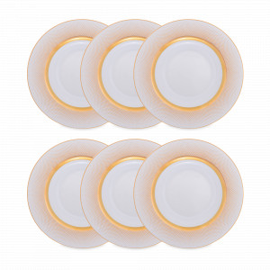 Набор из 6-ти суповых тарелок White Gold, 22.5 см, фарфор, белый, золотой, серия Constanza Rio, FALKENPORZELLAN, Германия, Фарфоровые тарелки для супа