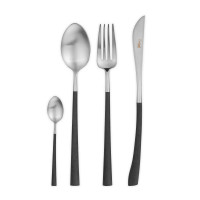 Набор столовых приборов на 6 персон, 24 предметов, черная ручка, серия NOOR, CUTIPOL, Португалия