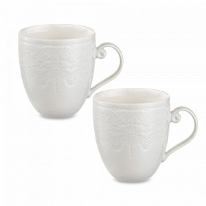 Набор кружек, 2 предмета, 320 мл, фарфор, белый, серия Tracery, LIBERTY JONES, Россия, Наборы кружек для чая