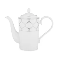 Кофейник платиновый кант, 1,45 л, костяной фарфор, белый, серебристый, серия Царский дворец, NORITAKE, Япония, 