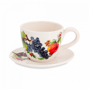 Пара чайная, 400 мл, керамика, белый, декор, серия Tutti Frutti, HOME &amp; STYLE, Италия, HOME & STYLE (Италия)
