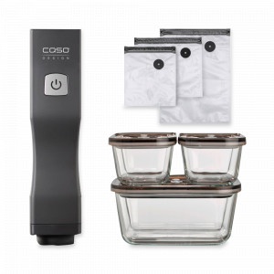 Вакууматор ручной Vacu OneTouch Eco-Set с аксессуарами, нержавеющая сталь, пластик, стальной, CASO, Германия, Вакуумные упаковщики CASO