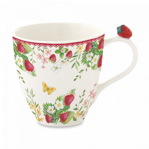 Кружка , 350 мл, фарфор, серия Jardin Des Fraises, EASY LIFE (R2S), Италия, Jardin Des Fraises EASY LIFE R2S