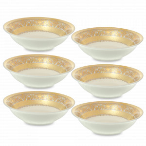 Набор из 6-ти порционных салатников Cream Gold, 14 см, фарфор, кремовый, золотой, серия Constanza Majestic, FALKENPORZELLAN, Германия, Наборы фарфоровых салатников