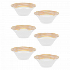 Набор из 6-ти порционных салатников Creme Gold, 14 см, фарфор, бежевый, золотой, серия Constanza Valencia, FALKENPORZELLAN, Германия, Наборы фарфоровых салатников