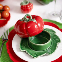 Масленка с крышкой «Томат», 20 х 18 х 9 см, керамика, красный, зеленый, серия Томат, Bordallo Pinheiro, Португалия_00818940052932104689.jpg