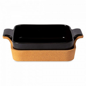 Блюдо квадратное для запекания на подставке Black, 25 см, керамика, пробка, черный, серия Ensemble, COSTA NOVA, Португалия, Блюда и формы для запекания